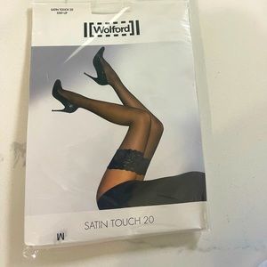 WOLFORD Satin Touch 20 Stay-Up Stockings, Hose, Black, Size medium, NWT